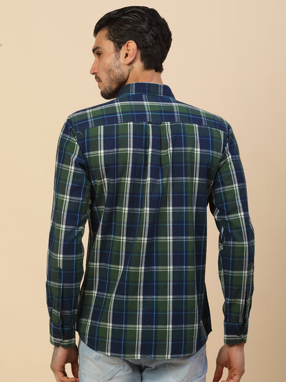 Shirt for Men | Breathable & Soft with Color Fastness Regular Fit Spread Collar Pure Cotton Fabric Checkered Pattern