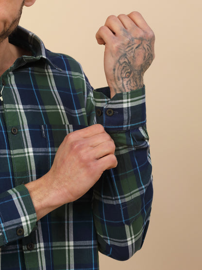 Shirt for Men | Breathable & Soft with Color Fastness Regular Fit Spread Collar Pure Cotton Fabric Checkered Pattern