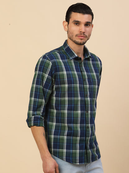 Shirt for Men | Breathable & Soft with Color Fastness Regular Fit Spread Collar Pure Cotton Fabric Checkered Pattern
