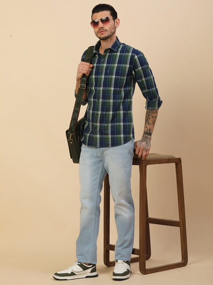 Shirt for Men | Breathable & Soft with Color Fastness Regular Fit Spread Collar Pure Cotton Fabric Checkered Pattern