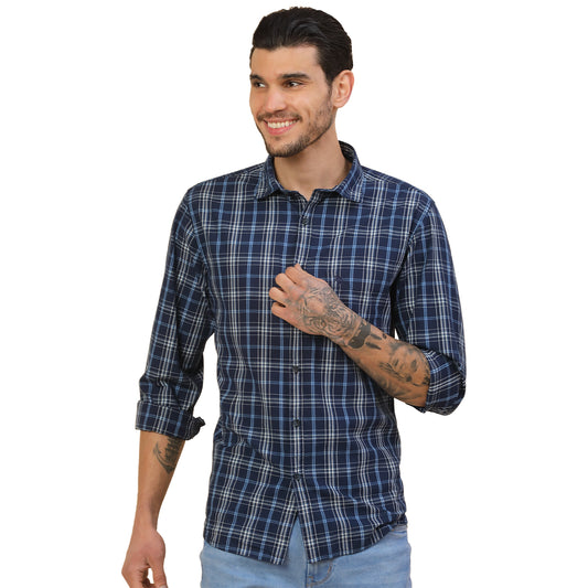 Shirt for Men | Breathable & Soft with Color Fastness Regular Fit Spread Collar Pure Cotton Fabric Checkered Pattern