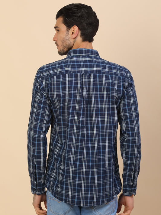 Shirt for Men | Breathable & Soft with Color Fastness Regular Fit Spread Collar Pure Cotton Fabric Checkered Pattern