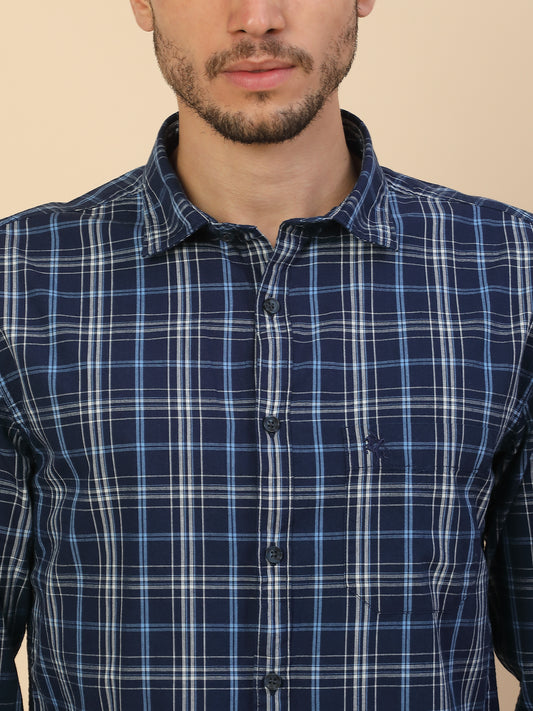 Shirt for Men | Breathable & Soft with Color Fastness Regular Fit Spread Collar Pure Cotton Fabric Checkered Pattern