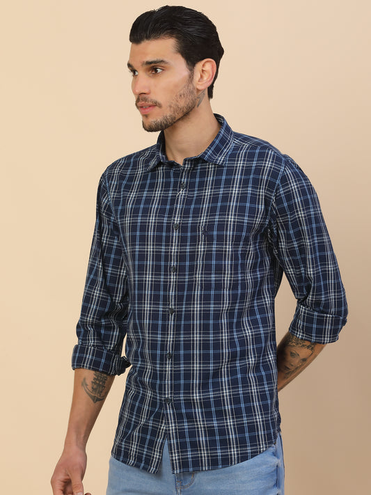 Shirt for Men | Breathable & Soft with Color Fastness Regular Fit Spread Collar Pure Cotton Fabric Checkered Pattern