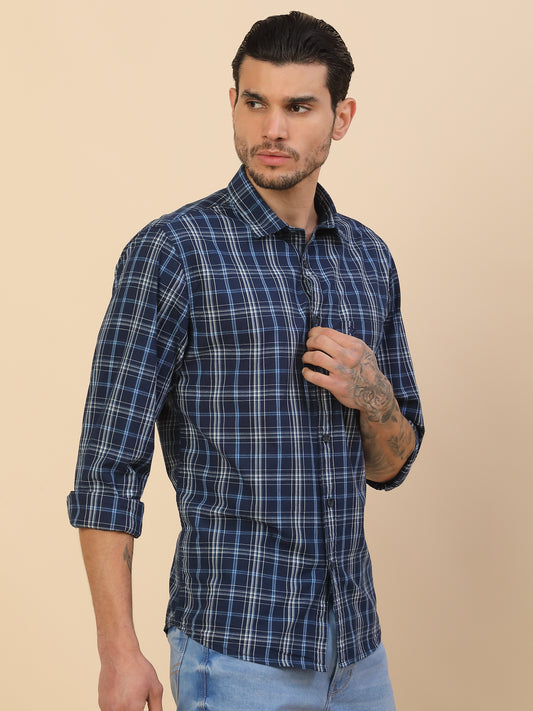 Shirt for Men | Breathable & Soft with Color Fastness Regular Fit Spread Collar Pure Cotton Fabric Checkered Pattern