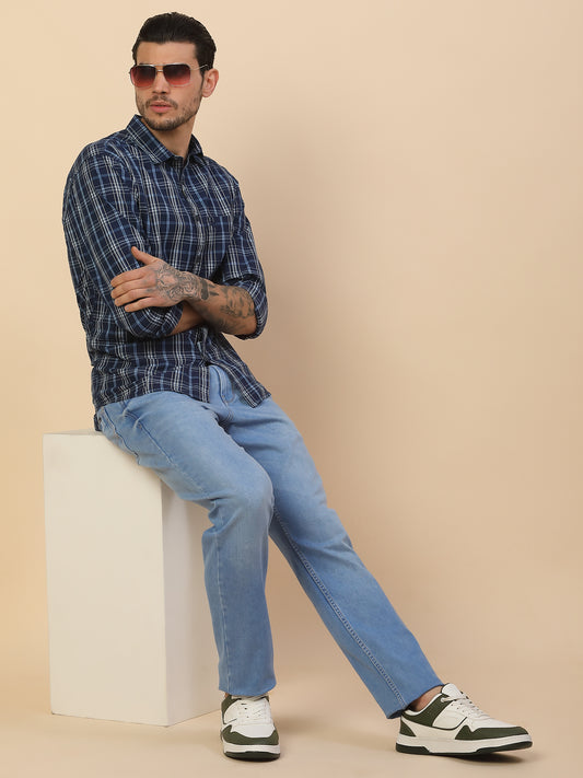 Shirt for Men | Breathable & Soft with Color Fastness Regular Fit Spread Collar Pure Cotton Fabric Checkered Pattern