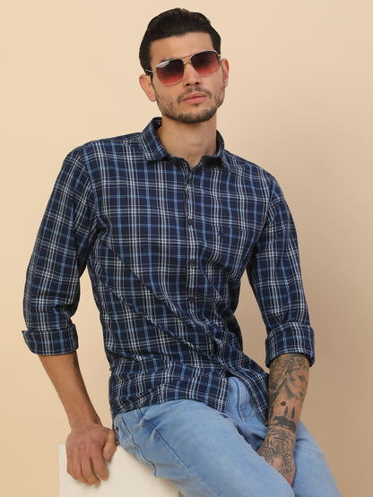 Shirt for Men | Breathable & Soft with Color Fastness Regular Fit Spread Collar Pure Cotton Fabric Checkered Pattern