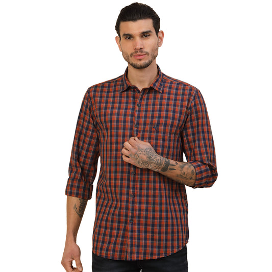 Shirt for Men | Breathable & Soft with Color Fastness Regular Fit Spread Collar Pure Cotton Fabric Checkered Pattern