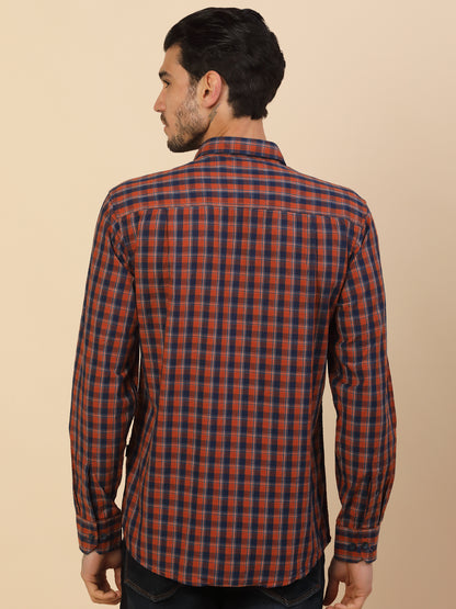 Shirt for Men | Breathable & Soft with Color Fastness Regular Fit Spread Collar Pure Cotton Fabric Checkered Pattern