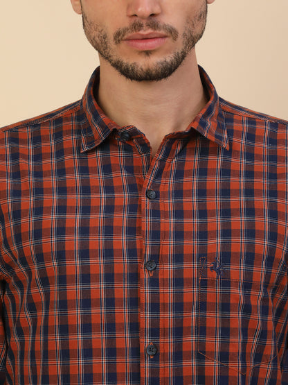 Shirt for Men | Breathable & Soft with Color Fastness Regular Fit Spread Collar Pure Cotton Fabric Checkered Pattern
