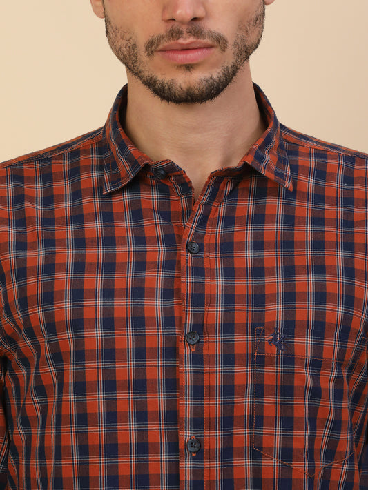Shirt for Men | Breathable & Soft with Color Fastness Regular Fit Spread Collar Pure Cotton Fabric Checkered Pattern
