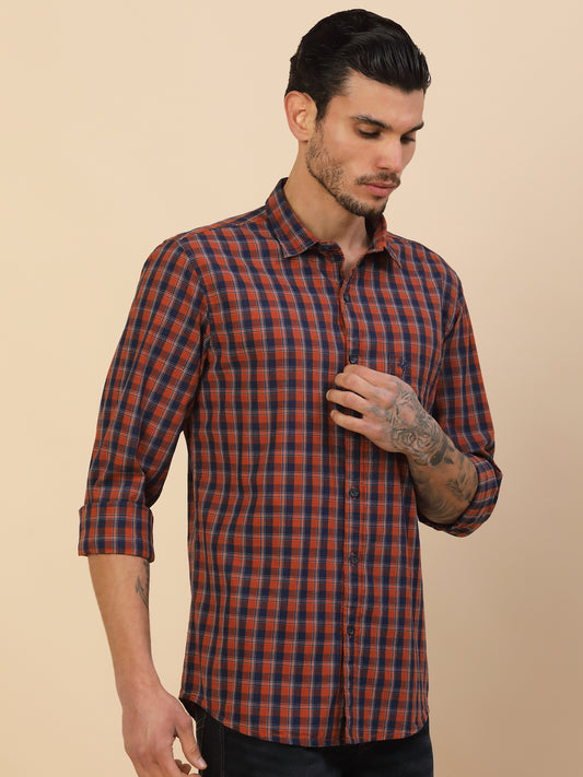 Shirt for Men | Breathable & Soft with Color Fastness Regular Fit Spread Collar Pure Cotton Fabric Checkered Pattern