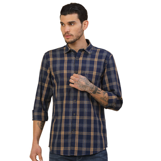Shirt for Men | Breathable & Soft with Color Fastness Regular Fit Spread Collar Pure Cotton Fabric Checkered Pattern
