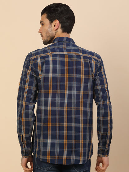 Shirt for Men | Breathable & Soft with Color Fastness Regular Fit Spread Collar Pure Cotton Fabric Checkered Pattern