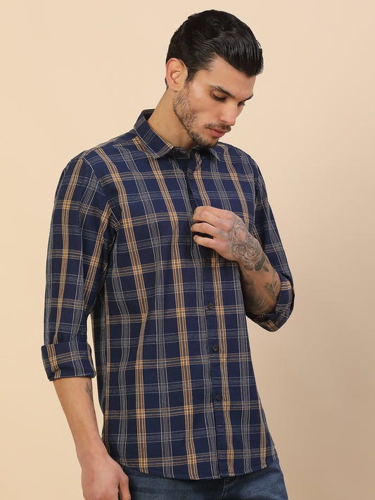 Shirt for Men | Breathable & Soft with Color Fastness Regular Fit Spread Collar Pure Cotton Fabric Checkered Pattern