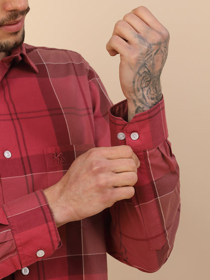 Men's Stylish Checkered Casual Shirt | Regular Fit | Full Sleeve | Pure Cotton | Smart Casual Wear