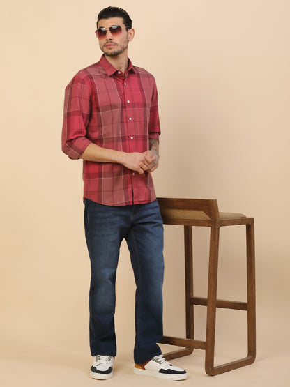 Men's Stylish Checkered Casual Shirt | Regular Fit | Full Sleeve | Pure Cotton | Smart Casual Wear