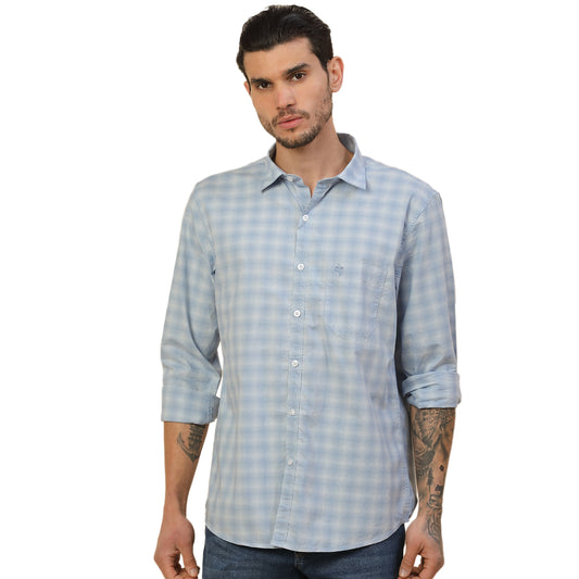 Shirt for Men | Breathable & Soft with Color Fastness Regular Fit Spread Collar Pure Cotton Fabric Checkered Pattern