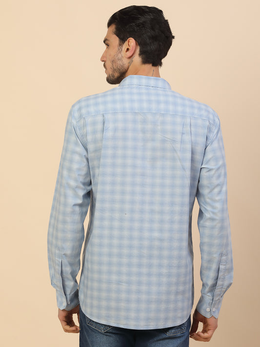 Shirt for Men | Breathable & Soft with Color Fastness Regular Fit Spread Collar Pure Cotton Fabric Checkered Pattern