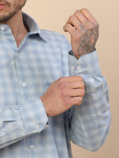 Shirt for Men | Breathable & Soft with Color Fastness Regular Fit Spread Collar Pure Cotton Fabric Checkered Pattern