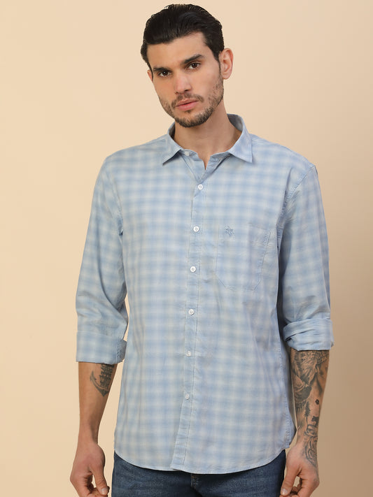 Shirt for Men | Breathable & Soft with Color Fastness Regular Fit Spread Collar Pure Cotton Fabric Checkered Pattern