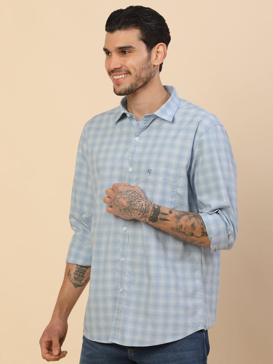 Shirt for Men | Breathable & Soft with Color Fastness Regular Fit Spread Collar Pure Cotton Fabric Checkered Pattern