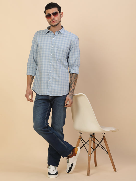 Shirt for Men | Breathable & Soft with Color Fastness Regular Fit Spread Collar Pure Cotton Fabric Checkered Pattern