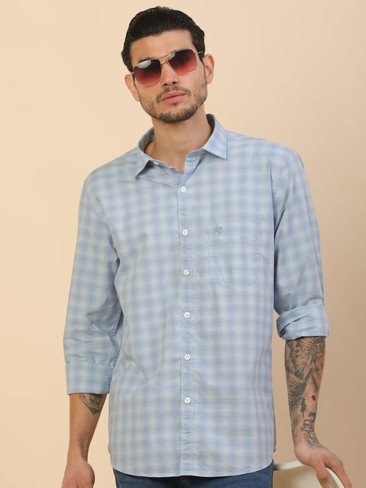 Shirt for Men | Breathable & Soft with Color Fastness Regular Fit Spread Collar Pure Cotton Fabric Checkered Pattern