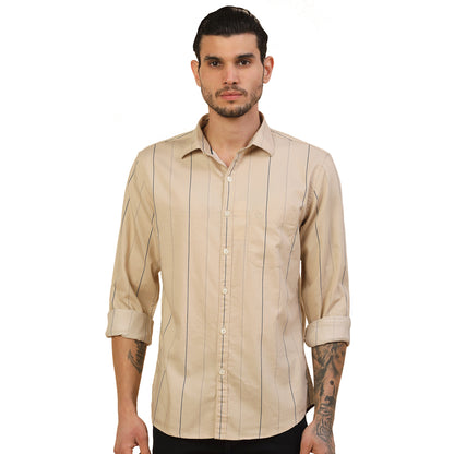 Men's Stylish Striped Casual Shirt | Regular Fit | Full Sleeve | Pure Cotton | Smart Casual Wear