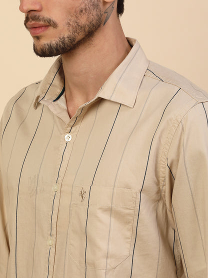 Men's Stylish Striped Casual Shirt | Regular Fit | Full Sleeve | Pure Cotton | Smart Casual Wear