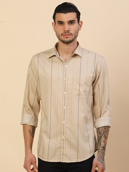 Men's Stylish Striped Casual Shirt | Regular Fit | Full Sleeve | Pure Cotton | Smart Casual Wear