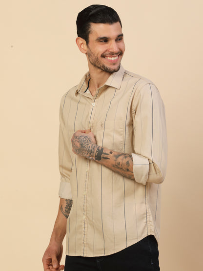 Men's Stylish Striped Casual Shirt | Regular Fit | Full Sleeve | Pure Cotton | Smart Casual Wear