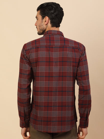 Men's Stylish Checkered Casual Shirt | Regular Fit | Full Sleeve | Pure Cotton | Smart Casual Wear