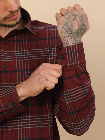 Men's Stylish Checkered Casual Shirt | Regular Fit | Full Sleeve | Pure Cotton | Smart Casual Wear