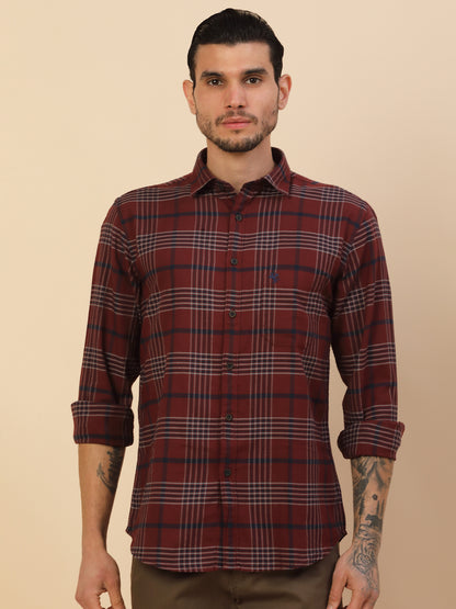 Men's Stylish Checkered Casual Shirt | Regular Fit | Full Sleeve | Pure Cotton | Smart Casual Wear
