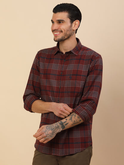 Men's Stylish Checkered Casual Shirt | Regular Fit | Full Sleeve | Pure Cotton | Smart Casual Wear