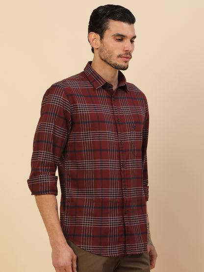 Men's Stylish Checkered Casual Shirt | Regular Fit | Full Sleeve | Pure Cotton | Smart Casual Wear