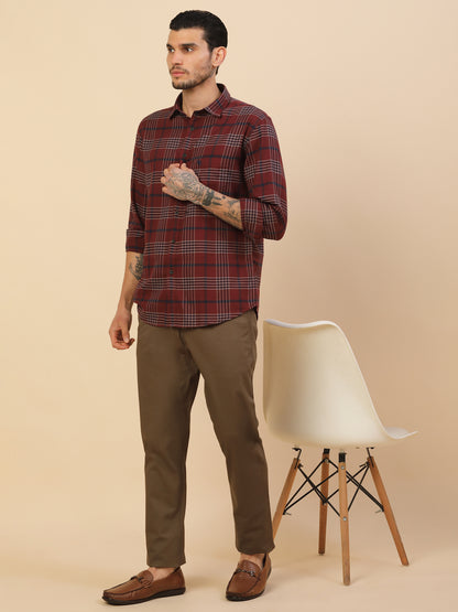 Men's Stylish Checkered Casual Shirt | Regular Fit | Full Sleeve | Pure Cotton | Smart Casual Wear
