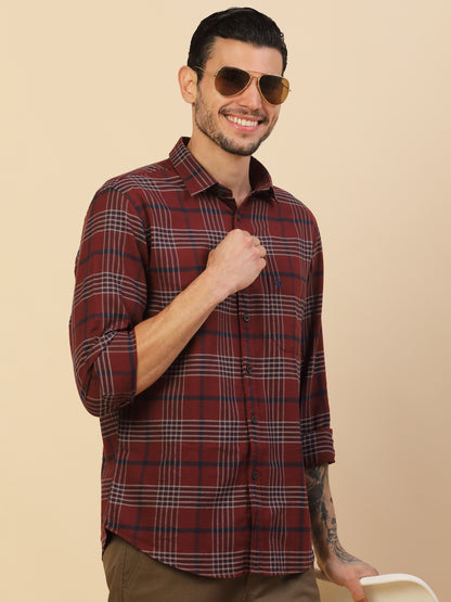 Men's Stylish Checkered Casual Shirt | Regular Fit | Full Sleeve | Pure Cotton | Smart Casual Wear