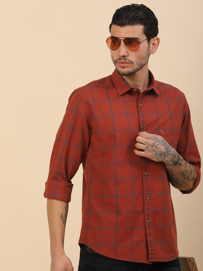 Men's Stylish Checkered Casual Shirt | Regular Fit | Full Sleeve | Pure Cotton | Smart Casual Wear