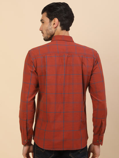 Men's Stylish Checkered Casual Shirt | Regular Fit | Full Sleeve | Pure Cotton | Smart Casual Wear
