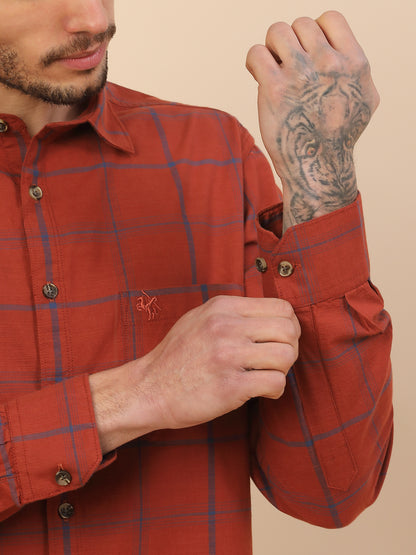 Men's Stylish Checkered Casual Shirt | Regular Fit | Full Sleeve | Pure Cotton | Smart Casual Wear