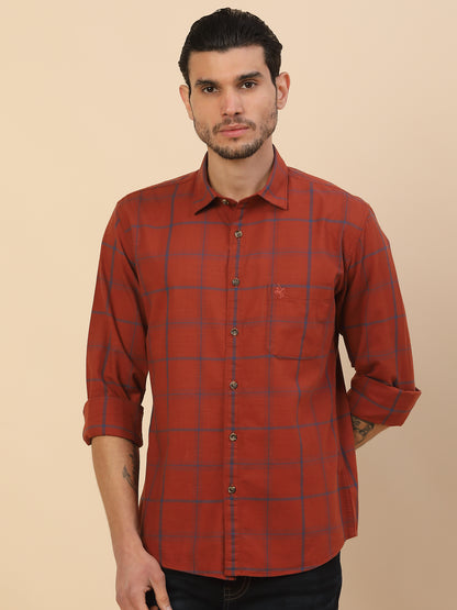 Men's Stylish Checkered Casual Shirt | Regular Fit | Full Sleeve | Pure Cotton | Smart Casual Wear