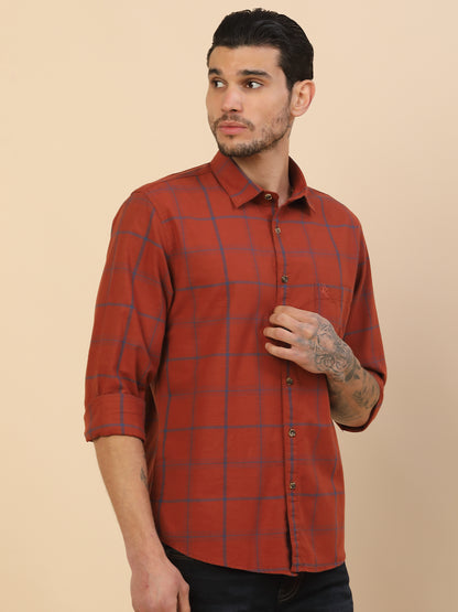 Men's Stylish Checkered Casual Shirt | Regular Fit | Full Sleeve | Pure Cotton | Smart Casual Wear