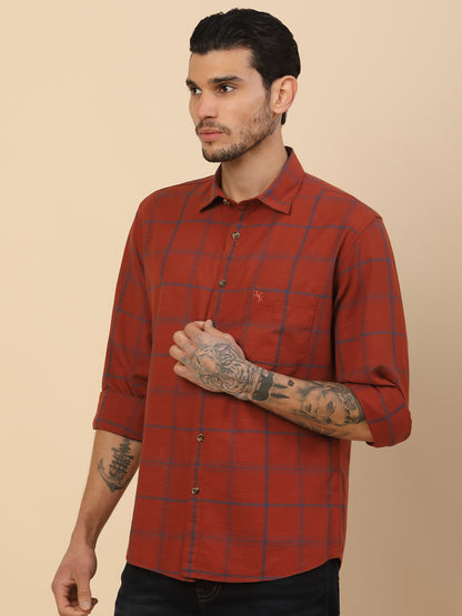 Men's Stylish Checkered Casual Shirt | Regular Fit | Full Sleeve | Pure Cotton | Smart Casual Wear