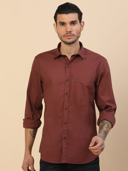 Men's Stylish Solid Casual Shirt | Regular Fit | Full Sleeve | Cotton Blend | Smart Casual Wear