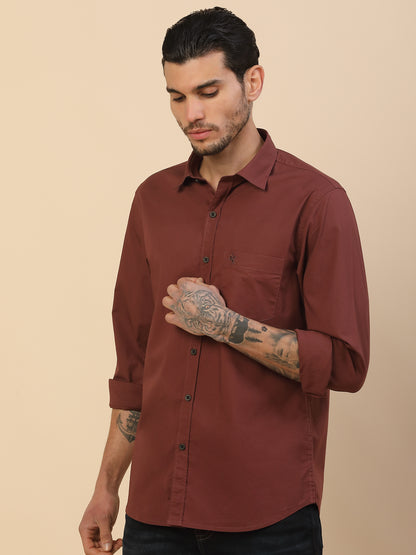 Men's Stylish Solid Casual Shirt | Regular Fit | Full Sleeve | Cotton Blend | Smart Casual Wear