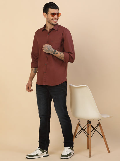 Men's Stylish Solid Casual Shirt | Regular Fit | Full Sleeve | Cotton Blend | Smart Casual Wear