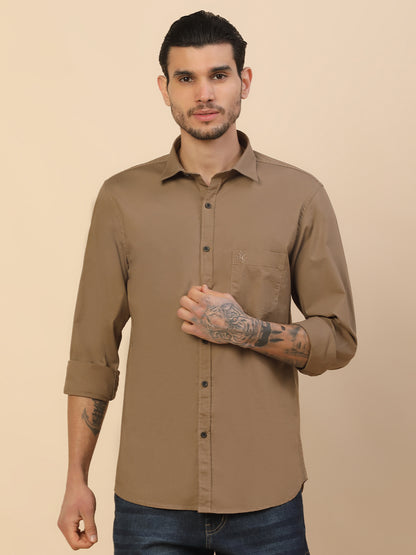 Men's Stylish Solid Casual Shirt | Regular Fit | Full Sleeve | Cotton Blend | Smart Casual Wear