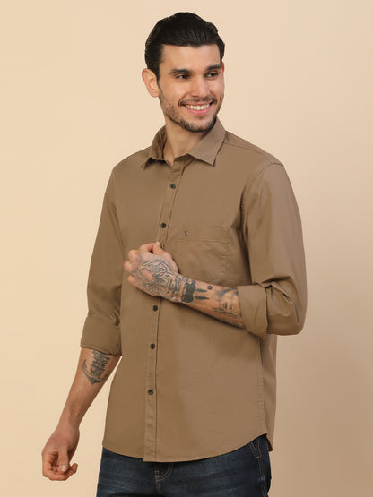 Men's Stylish Solid Casual Shirt | Regular Fit | Full Sleeve | Cotton Blend | Smart Casual Wear